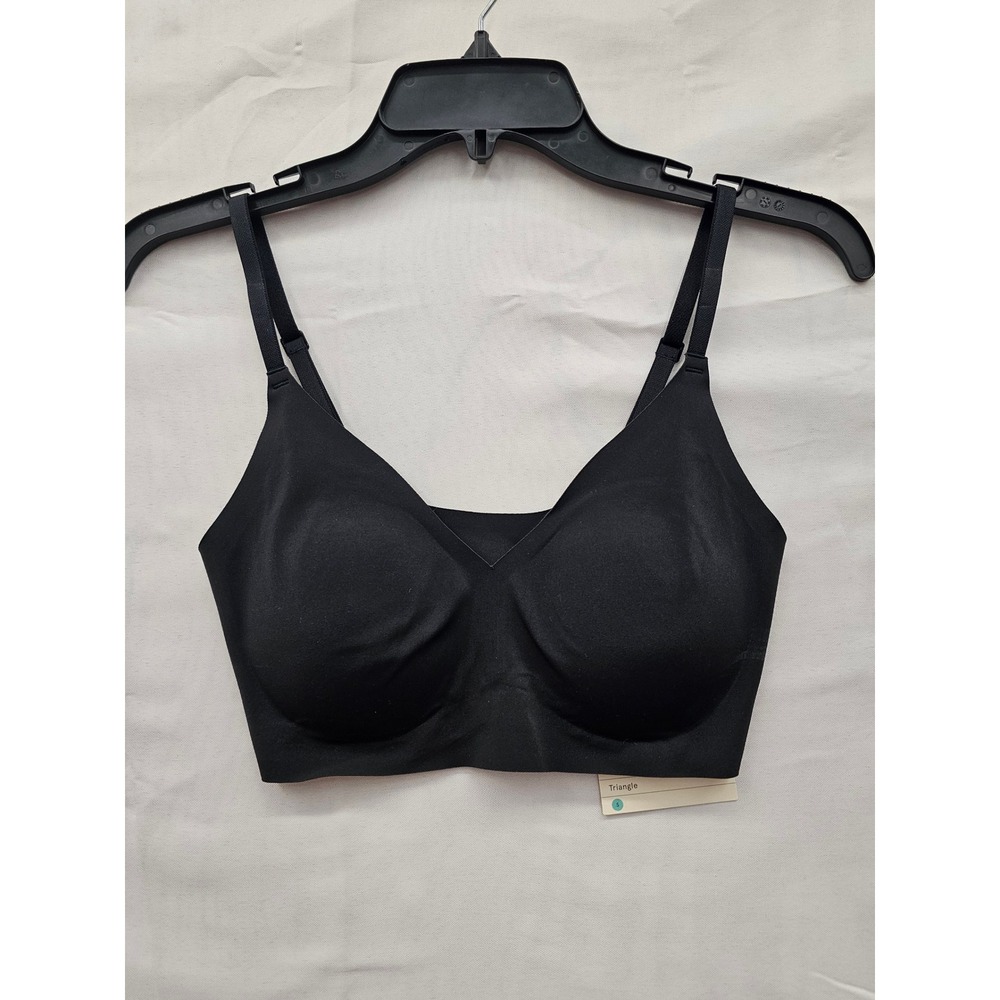 True & Co Triangle Wirefree Bra Black Removable Pads TR16868002 Size Small